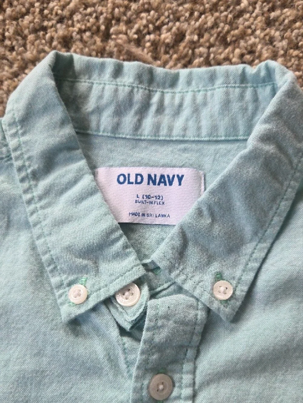 Old Navy Kids Button-Down Shirts - White and Aqua